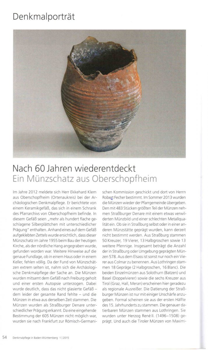 Münzfund in Oberschopfheim