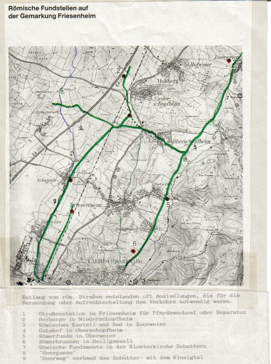Römische Fundstellen auf der Gemarkung Friesenheim