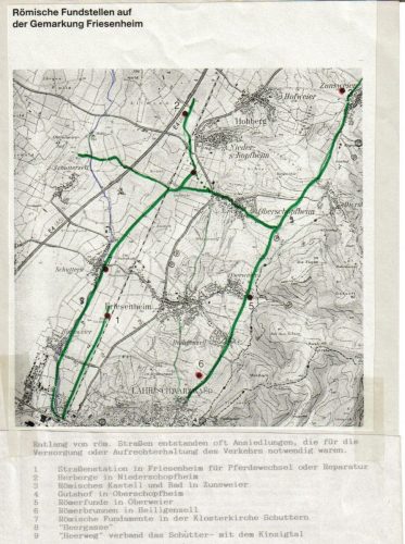 Römische Fundstellen auf der Gemarkung Friesenheim